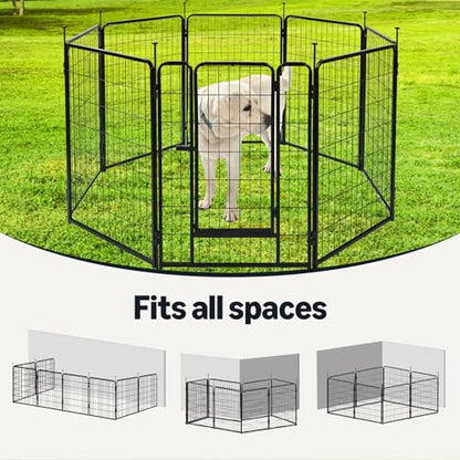 Amazon Basics Dog Playpen, 8 Panels Metal Fence with Door, Foldable for Indoor and Outdoor Use, Suitable for Small to Medium Sized Dogs, 36 Inch Height, Black - style: 8pcs-36"