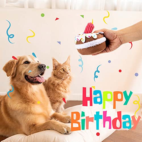 lilfrd Dog Birthday Toy, Birthday Cake Toys for Puppy Gifts, Squeaky Plush Dog Toys - style: Birthday Cake