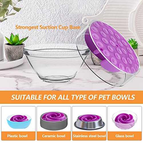 Slow Feeder Dog Bowls Insert, Animire Soft Silicone Slow Eating Dog Food Bowl for Small, Medium and Large Dogs, Compatible with Regular and Elevated Bowls - color: Purple, size: M