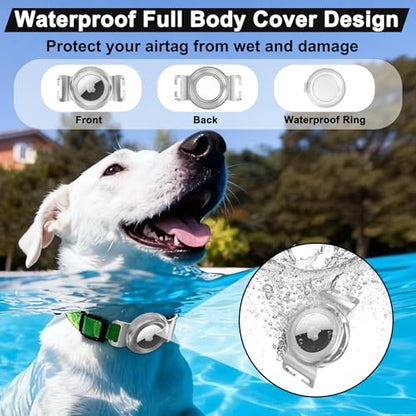 SANKALA Airtag Dog Collar Holder, Chew-Proof Stainless Steel & Waterproof Airtag Holder, Slide-On Opening Design, Fits Snap Closure Collars, Full Coverage Protective Case (Medium, 1 Pack) - size: Medium