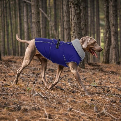 Lelepet Warm Dog Winter Coat Waterproof Dog Jacket with Adjustable Buckle & Leash Hole Reflective Pet Fleece Snowsuit Turtleneck Windproof Cold Weather Coats, Blue, XL - color: Blue, size: XL