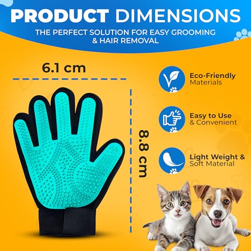 Pet Hair Removal Glove for Dogs & Cats – Dog Grooming Gloves for Shedding, Pet Hair Remover Glove – Pet Grooming Gloves, Cat Grooming Gloves & Cat Brush Glove – Dog Bath and Washing Gloves