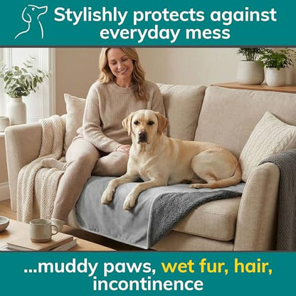 Waterproof Dog Blanket Washable – Leakproof Large Dog Blanket for Couch & Sofa, Reversible - Gray Microfiber & Gray Sherpa Fleece, 40x47 Inches. - color: Gray Microfiber/Gray Sherpa, size: Large (40" x 47")