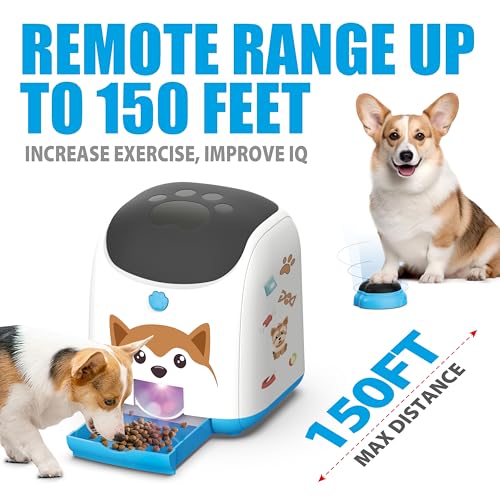 Dog Puzzle Feeder Toy – Remote Control Automatic Treat Dispenser with Light, Interactive IQ Training Slow Feeder, Large Capacity for All Dog Breeds - color: Blue