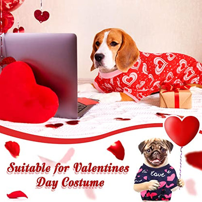 6 Pack Valentines Dog Pajamas Bulk Red Pink Heart Pattern Dog Valentines Holiday Outfit Clothes Jumpsuit Costumes for Boys Girls Puppy Cat Party Cosplay(Large) - size: L