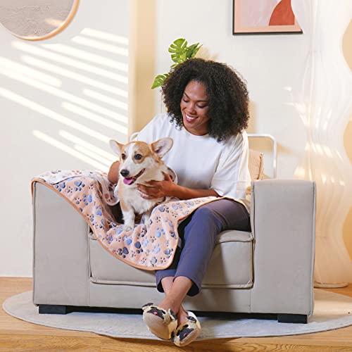 Luciphia 1 Pack 3 Blankets Super Soft Fluffy Premium Fleece Pet Blanket Flannel Throw for Dog Puppy Cat Paw Brown/Pink/White Small(23x16 inch) - color: Brown Paw, size: 23x16 inch (Pack of 3)