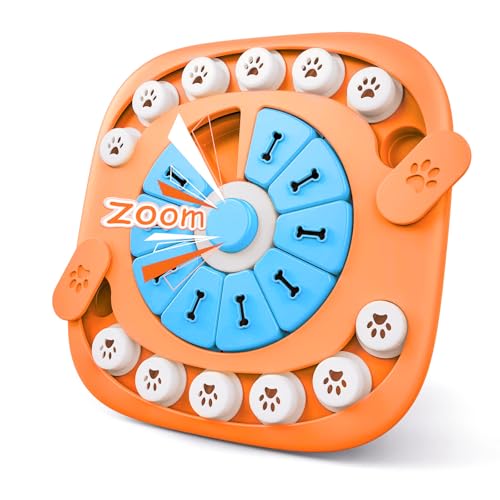 FOXMM Dog Puzzle Toys,Interactive Treat Puzzle Dog Toy for IQ Training & Mental Stimulating,Treat Puzzle Dispensing with Squeaky Design for Large Medium Small Smart Dogs - style: M-Level 3（Orange）