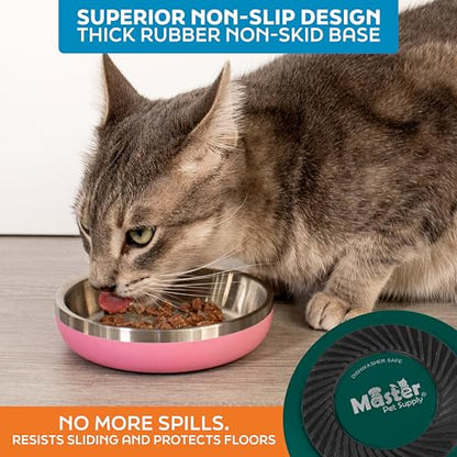 Master Pet Supply Stainless Steel Cat Bowls - 9 oz Heavy Duty - Emerald Sea, Double Wall Extra-Thick Insulated, Non-Slip Pet Water Bowl for Cats & Pets, Anti Rust Metal, Dishwasher Safe - color: Emerald Sea