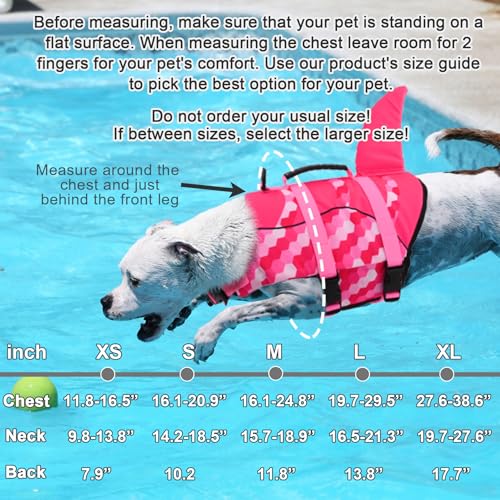Shark Fin Dog Life Jacket High Buoyancy, Adjustable Dog Life Vest with Quick Release Buckles & Rescue Handle for Swimming Boating, Small Medium Large Dogs - color: Shark-Gradient Pink, size: X-small
