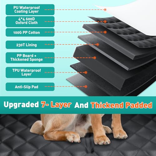 Dog Car Seat Cover for Back Seat with Hard Bottom, Ultra Thick Hard Bottom Waterproof Back Seat Extender for Dogs,Dog Hammock Dogs Bed for Cars, SUVs,Pet Seat Cover for Back Seat Holds 400lbs