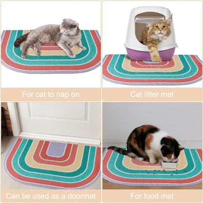 Cat Litter Mat Quality Litter Box Mat Large Non-Slip Cat Litter Mat Litter Trapping Mat Soft Kitty Litter Mat Compatible Two Litter Boxes Cat Products Easy to Clean,Orange,XL - color: Red, size: XL(40" x 30")