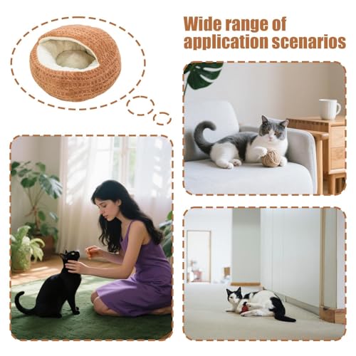 Hooded Calming Cat Cave - Hooded Kitten Bed, Cat Tent for Home Bedroom Balcony, Pet Bed with Thick Padding, Pet Sleeping House, Cave Cushion for Indoor Shelter Living Room Apartment - color: Dark Coffee
