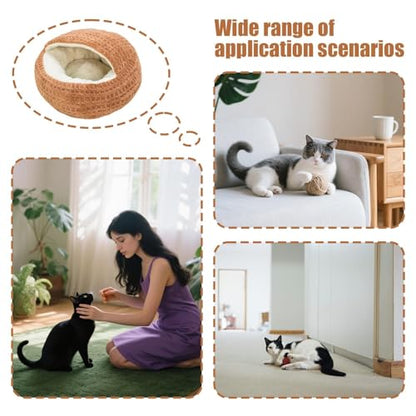 Hooded Calming Cat Cave - Hooded Kitten Bed, Cat Tent for Home Bedroom Balcony, Pet Bed with Thick Padding, Pet Sleeping House, Cave Cushion for Indoor Shelter Living Room Apartment - color: Dark Coffee