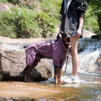 LOVELONGLONG Waterproof Dog Raincoat with Removable Hood – Outdoor Full Body Dog Jacket, Windproof Snowproof Shell Suit – All Season Pet Rain Gear Plum Purple XXS - color: Plum Purple, size: XXS (Back 9")