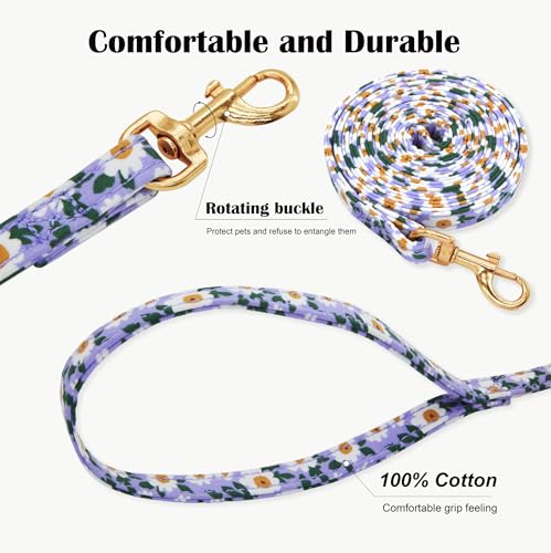 No Pull Dog Harness Adjustable Small Dog Harness and Leash Set, Lightweight and Soft Dog Harness No Choke Escape Proof Pet Harness Vest (Purple Daisy, S) - color: Purple Daisy, size: S