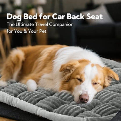 Dog Bed for Car Back Seat Soft Plush Backseat Pet Bed Mat Non-Slip Travel Pet Mat, Fuzzy Plaid Dog Seat Cover, Fit for Backseat Extenders and Trucks SUVs (Light Gray, 54" x 24.8") - color: Light Gray