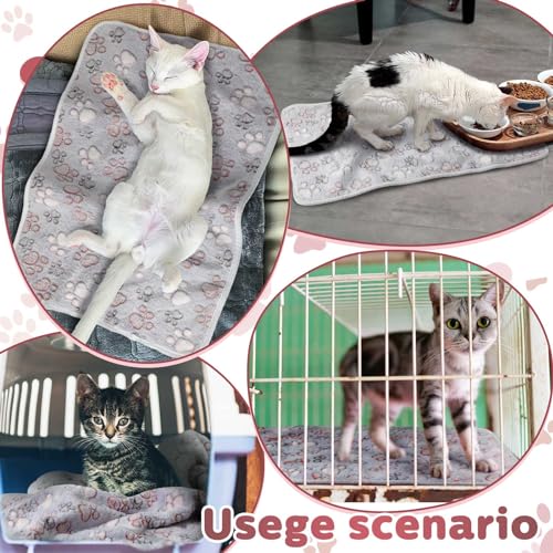 Panelee 4 Pcs Waterproof Dog Puppy Pee Pads Soft Cat Blankets Dog Sleep Mat Absorbent Pet Blanket Paw Pattern Whelping Warm Fleece Puppy Potty Training Pads Reusable (Gray,24 x 16 Inch) - color: Gray