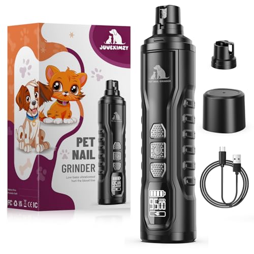Electric Dog Nail Grinder: 5-Speed Quiet Dog Nail Trimmer with LED Light, Adjustable Safety Guard, Rechargeable Cordless Design for Small to Large Dogs & Cats(Black) - color: Black