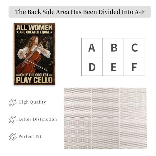300 Pieces Jigsaw Puzzles for Adults, All Women are Created Equal Only The Coolest Play Cello Art Puzzle, Stress Relief Logical Thinking Brain Teaser Puzzle 15.7x11 Inch - color: Wooden Puzzle1, size: 300 Piece pcs