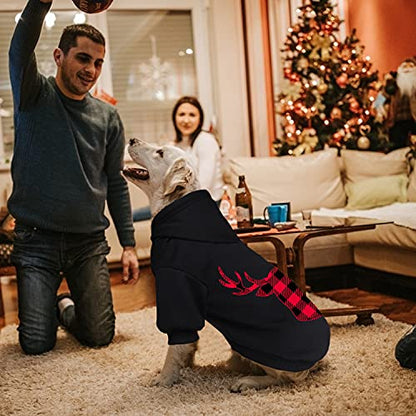 Dog Hoodie Sweater for Dogs Buffalo Plaid Pet Clothes Dog Hooded Sweatshirt Warm and Soft Cozy(Reindeer&XXL) - color: Reindeer, size: XX-Large