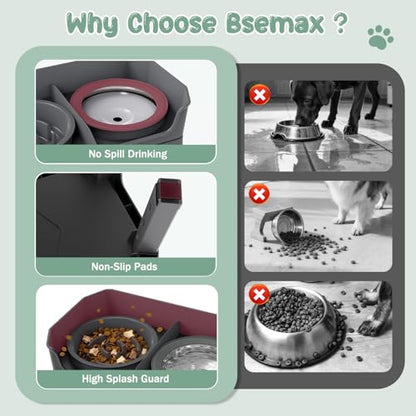 4 in 1 Adjustable Elevated Dog Bowls with 2*Stainless Steel Bowls, Anti-Spill Water Bowl, 4 Heights Raised Dog Bowl Stand for Small to Medium & Growing Large Puppies, Anti-Slip, Mess Proof Design - color: Gray