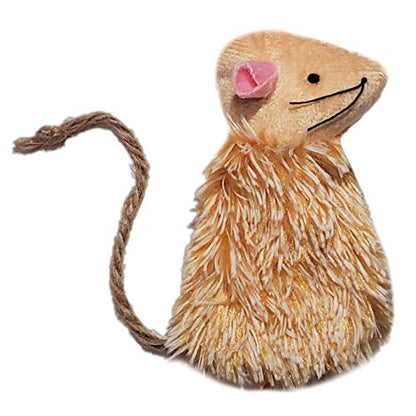 Refillable Mouse Toy Stuffed with Your Choice of 5 Different Cat Drugs (Tatarian Honeysuckle, Silver Vine, Valerian Root, Lemongrass, Catnip) (Brown, Organic Valerian Root/Organic Lemongrass) - color: Brown