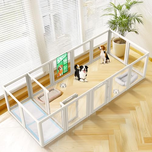 FXW AuraSpace Acrylic Indoor Dog Playpen for Medium Dogs, 35 Inch, 16 Panels, White - color: White, size: 35"H
