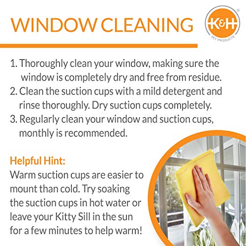 K&H Pet Products EZ Mount Bolster Cat Window Perch for Large Cats, Sturdy Kitty Window Hammock Bed, Steel Frame, Sturdy Suction Cups, Washable Shelf Covers, Foldable - Fits 27"W X 23"H Glass Spaces - style: Bolster