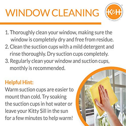 K&H Pet Products EZ Mount Bolster Cat Window Perch for Large Cats, Sturdy Kitty Window Hammock Bed, Steel Frame, Sturdy Suction Cups, Washable Shelf Covers, Foldable - Fits 27"W X 23"H Glass Spaces - style: Bolster