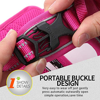 JUXZH Truelove No Pull Dog Harness with Easy Control Handle and 2 Leash Attachments,Reflective Adjustable Pet Vest - color: Fuchsia, size: Small (Pack of 1)