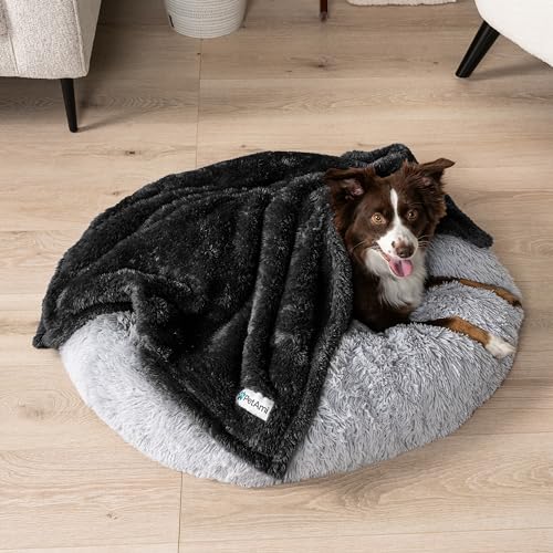 PetAmi Fluffy Soft Dog & Cat Blanket - Black Sherpa Fleece, Calming Pet Blanket for Couch, Small 24x32 - color: Black, size: Small (24x32)