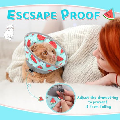 Cat Cone Collar Soft to Stop Licking, Adjustable, Foldable Lightweight Kitten Cones After Surgery Recovery for Cats & Kittens, Cat Cone Alternative, Easy Eating (Blue, S) - color: Blue, size: S