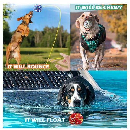 2Pack Dog Ball Squeak Toys Indestructible Dog Ball Float On Water Fetch Bouncy Durable Solid Rubber Ball for Puppy Small and Medium Dogs Playing Toys (Bell Ball 2Pcs White) - color: Bell ball 2Pcs White