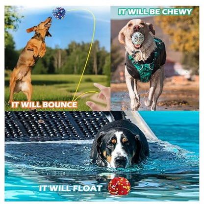 2Pack Dog Ball Squeak Toys Indestructible Dog Ball Float On Water Fetch Bouncy Durable Solid Rubber Ball for Puppy Small and Medium Dogs Playing Toys (Bell Ball 2Pcs White) - color: Bell ball 2Pcs White