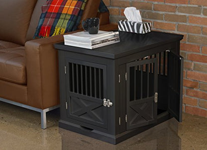 Merry Products Triple Door Medium Dog Crate, Dog Kennel, Dog Cage - color: Black