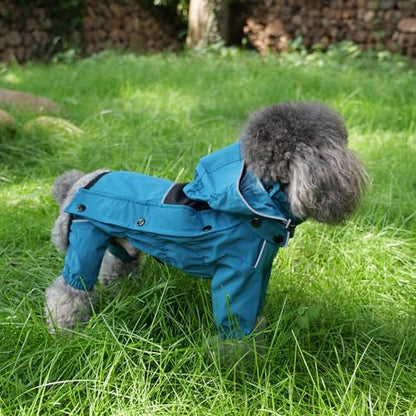 LOVELONGLONG Waterproof Dog Raincoat with Removable Hood – Outdoor Full Body Dog Jacket, Windproof Snowproof Shell Suit – All Season Pet Rain Gear Ocean Teal XXS - color: Ocean Teal, size: XXS (Back 9")