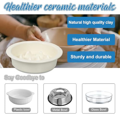 Ceramic Slow Feeder Dog Bowl 6.3inch Dog Food Dish Anti-Choking Puzzle Dogs Food Bowls Pet Slow Feeders Slows Down Eating Bloat Stop for Medium and Small Dogs and Cats