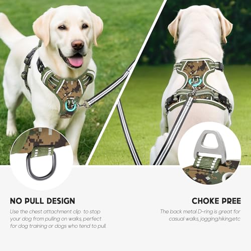 Dog Harness Small Sized,No Pull Dog Harness Adjustable Metal Rings 3 Buckles,Reflective No Choke with Easy Control Handle for Small Dogs,Military Green S - color: Military Green, size: Small (Pack of 1)