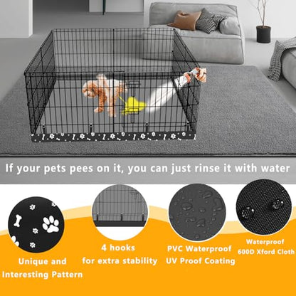 Dog Playpen Square Bottom Pad Fits for 48 Inch 8 Panels Metal Exercise Pet Playpen, Dog Crate Pad Puppy Playpen Pad, Elastic Buckles Connections.(Note: Playpen Not Included) -Black - color: Black