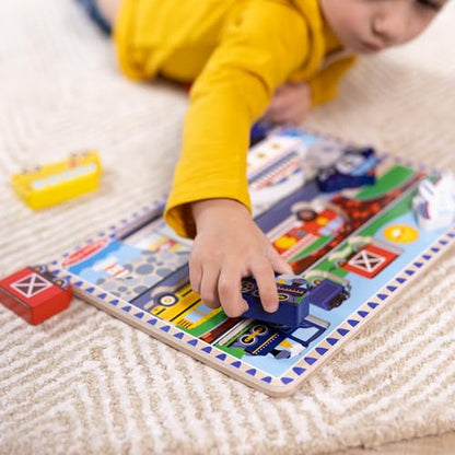 Melissa & Doug Vehicles Wooden Chunky Puzzle (9 pcs), Educational Screen Free Activity for Toddler, Preschoolers And Kids Ages 2+- FSC Certified - style: Vehicles