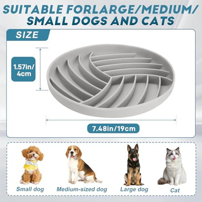Silicone Slow Feeder Bowls for Dogs and Cats - Wet Food, Suction Cups, Interactive, Reduces Boredom, Anxiety, Anti-Choking, Non-Slip Design (Gray) - color: Gray