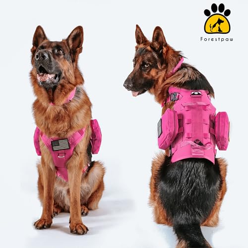 Dog Harness Medium Sized,Tactical Dog Harness with Handle,No Pull Military Style Service Dog Vest with Pockets Adjustable for Medium Large Dogs,Hot Pink,Chest 22-35" - color: Hot Pink, size: M:Chest 22-35",Fit 30-80lbs
