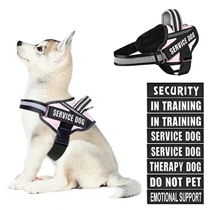Dog Vest Harness and Patches Set, Animire in Training Service Dog Harness with 10 Dog Patches, Reflective Dog Vest with Handle for Small, Medium, Large, and Extra-Large Dogs - color: Pink, size: SMALL (Chest: 17.5-23 Inch)