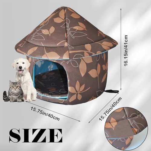 Stray Cats Shelter - Weatherproof Foldable Cat House, Insulated, Waterproof, Thicken Cats Tent Beds, Indoor/Outdoor Cat Dog Houses for Kitten Puppy (Brown)