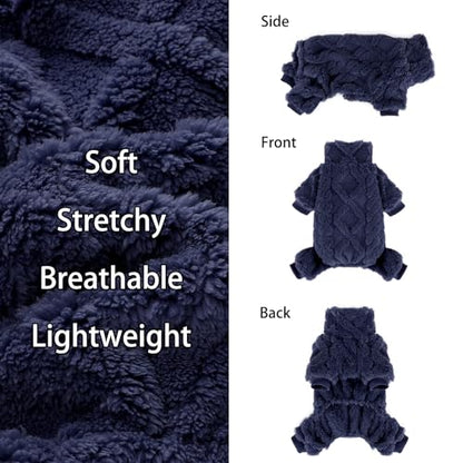 Dog Sweater Fleece Turtleneck Winter Dog Clothes for Small Dogs Girls Boy, Warm Fleece Puppy Pajamas Onesies, Pet Clothes Puppy Sweater Pjs, Doggy Jumpsuits Doggie Outfit, Dark Blue, S - color: Dark Blue, size: Small (Chest 15in )