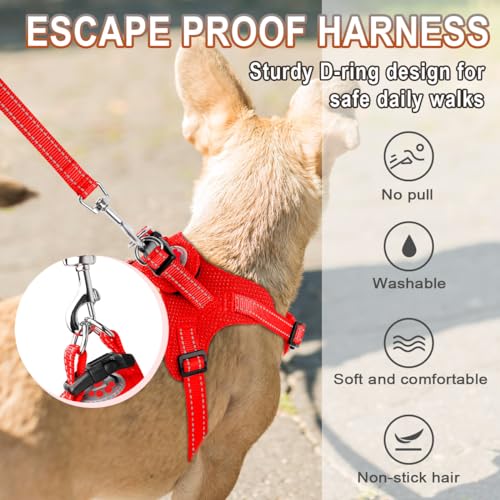 Dog Harness Step in Dog Vest Harness, Reflective Adjustable Puppy No Pull Harness Breathable Soft for Small and Medium Dogs Cats, Red, XXS - color: Red, size: XX-Small