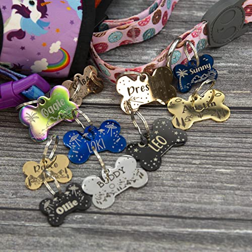 Personalized Dog Tag with 5 Lines of Custom Deep Engraved Durable Stainless Steel Pet ID Name Tag Designer Small Size Bone - size: Small, style: Bone