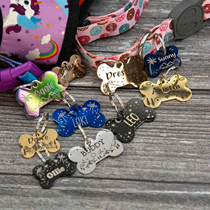 Personalized Dog Tag with 5 Lines of Custom Deep Engraved Durable Stainless Steel Pet ID Name Tag Designer Small Size Bone - size: Small, style: Bone