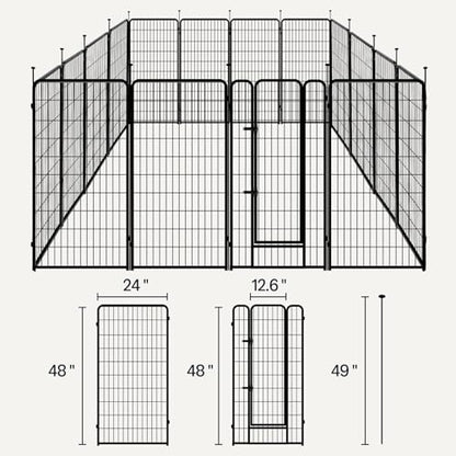 Amazon Basics Dog Playpen, 16 Panels Metal Fence with Door, Foldable for Indoor and Outdoor Use, Suitable for Small to Medium Sized Dogs, 48 Inch Height, Black - style: 16pcs-48"