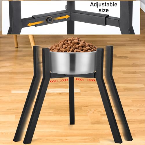 Blulu 2 Pack Adjustable Raised Dog Bowl Stand for Water and Food, Large Anti-Slip Metal Dog Food Holder Wide 7-10.6" Heights 13", Bowl Not Included(Black) - color: Black